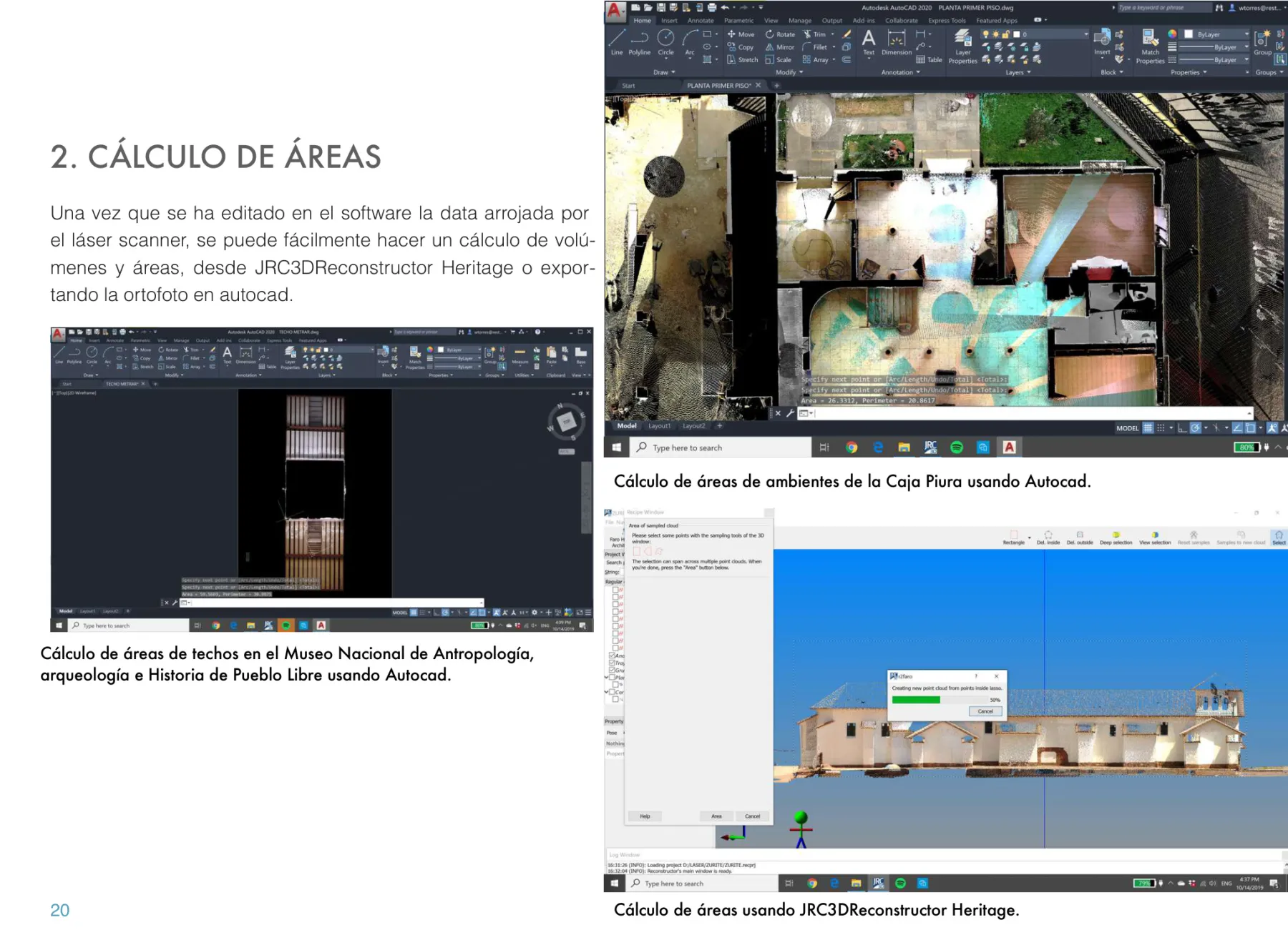 Cálculo de áreas y volúmenes con software de nube de puntos láser 3D — vistas en AutoCAD