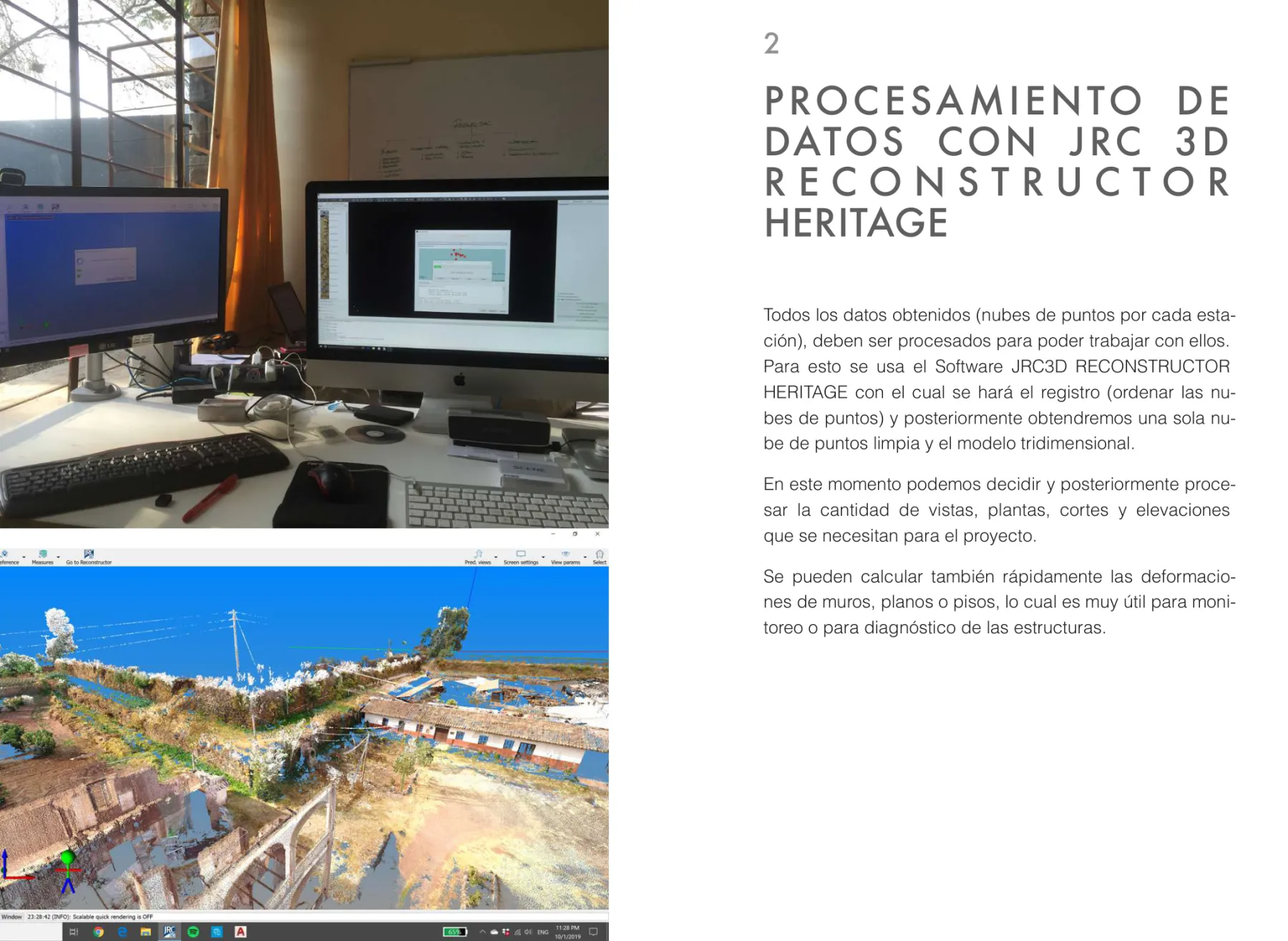 Procesamiento de datos con software REC de Gexcel — nube de puntos 3D en pantalla