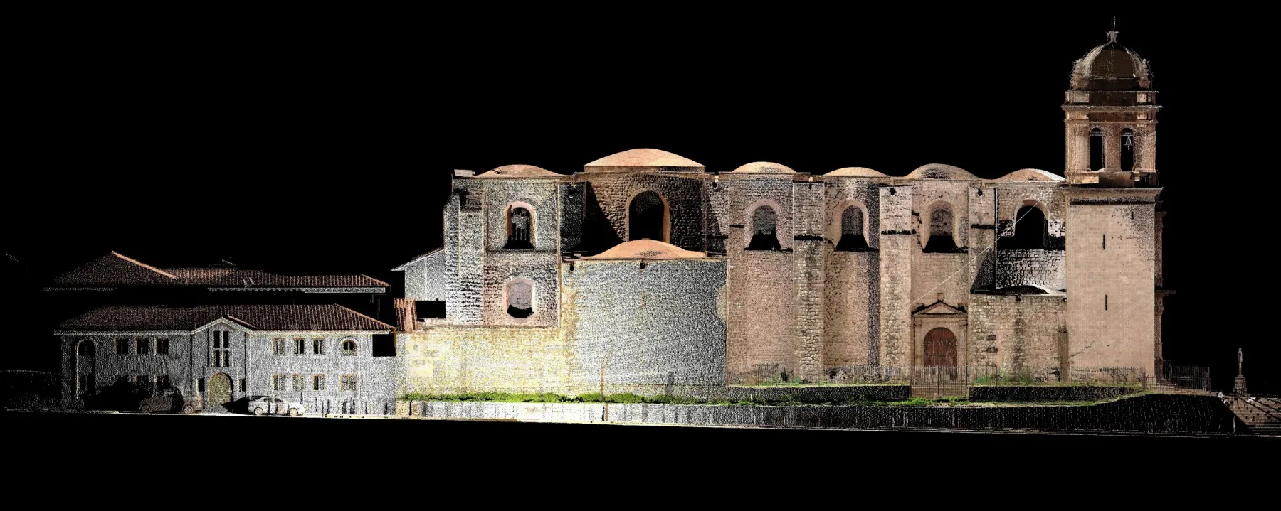 Nube de puntos láser 3D — levantamiento tridimensional de iglesia colonial — RESTAURO S.A.C.